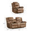 Ensemble de salon inclinable en similicuir 2 pièces avec garniture cloutée, massage et port USB (fauteuil + causeuse)