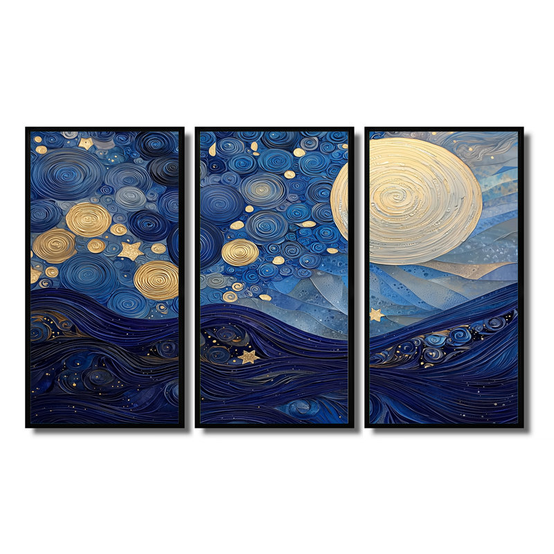 Ensemble de salon Starry Sky, H 28 po x l 36 po, Reproduction avec cadre flottant, Noir