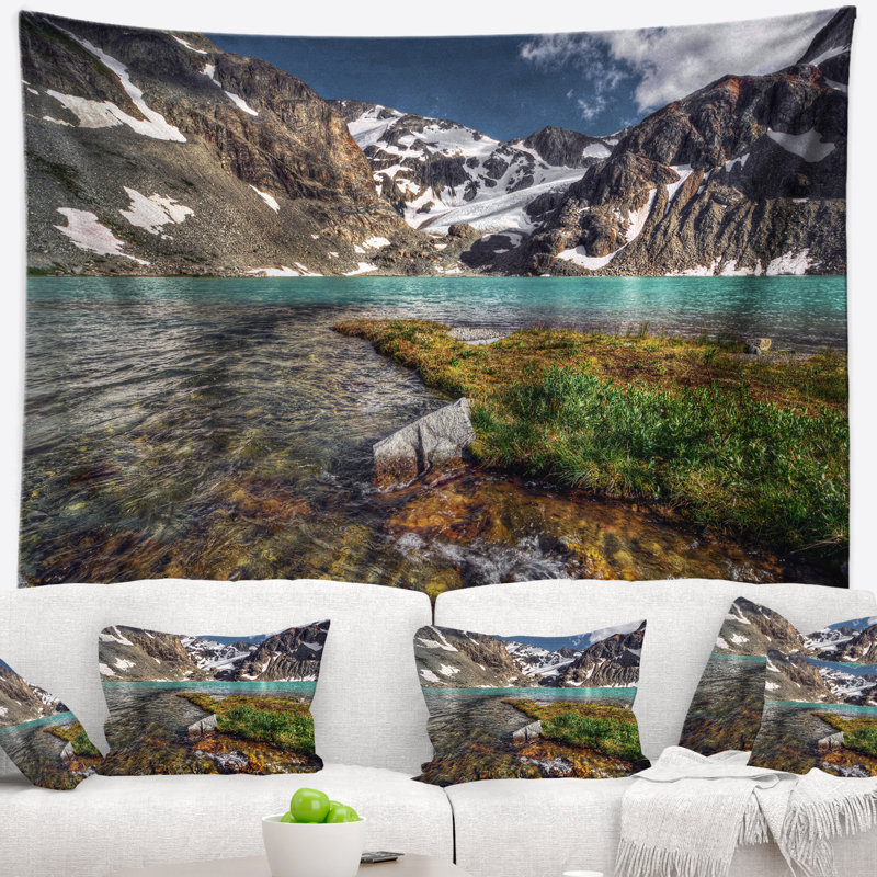 Paysage avec ruisseau transparent dans les montagnes, H 68 po x l 80 po