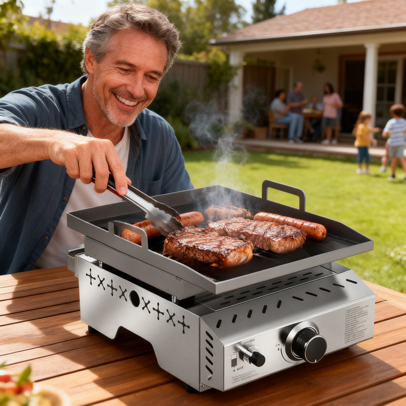 Plaque chauffante portative au propane en acier inoxydable R.W.FLAME 304 - 8 000 Btu, parfaite pour les barbecues, le camping et les véhicules récréatifs extérieurs
