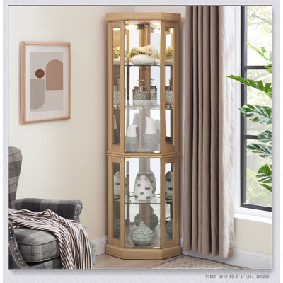 Armoire d'angle en verre avec vitrine lumineuse pour le salon, idéale pour les collections antiques et le rangement du vin