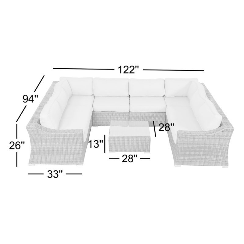 Saffi Wicker Fully Assembled 6 - Person Seating Group with Cushions, Olefin Gray, Mixed Gray