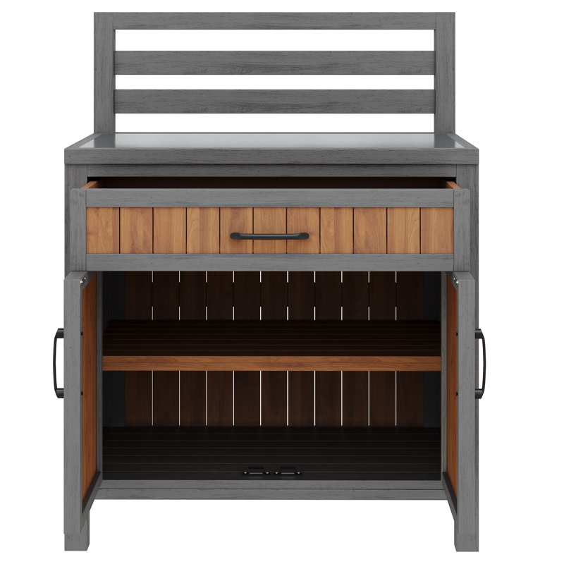 Weatherproof Storage Shed With Large Work Surface & Drawer