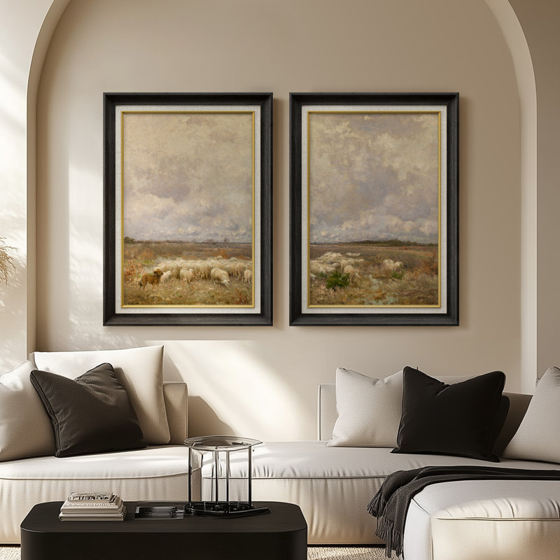 Ensemble de 2 œuvres d'art abstraites encadrées de qualité supérieure sur toile de qualité supérieure avec cadre de 26 po x 36 po