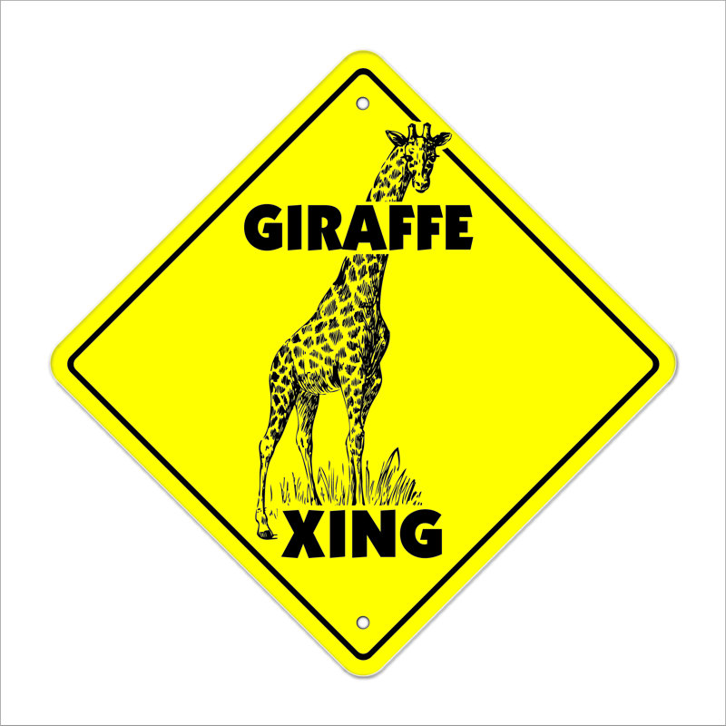 Caricature de girafe traversant une plaque et un amoureux de zoo