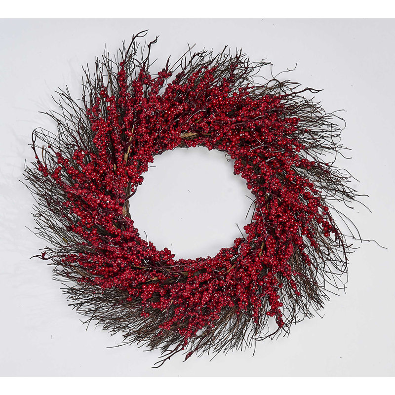 22" Berry Wreath on Twig Base