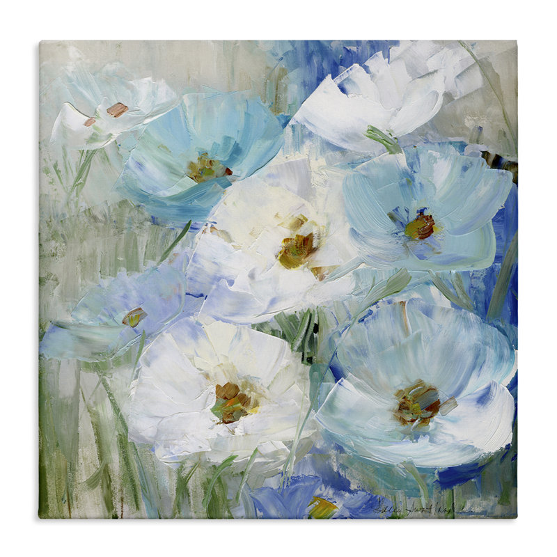 "Blue Spring Poppies", art mural par Sally Swatland, H 36 po x l 36 po