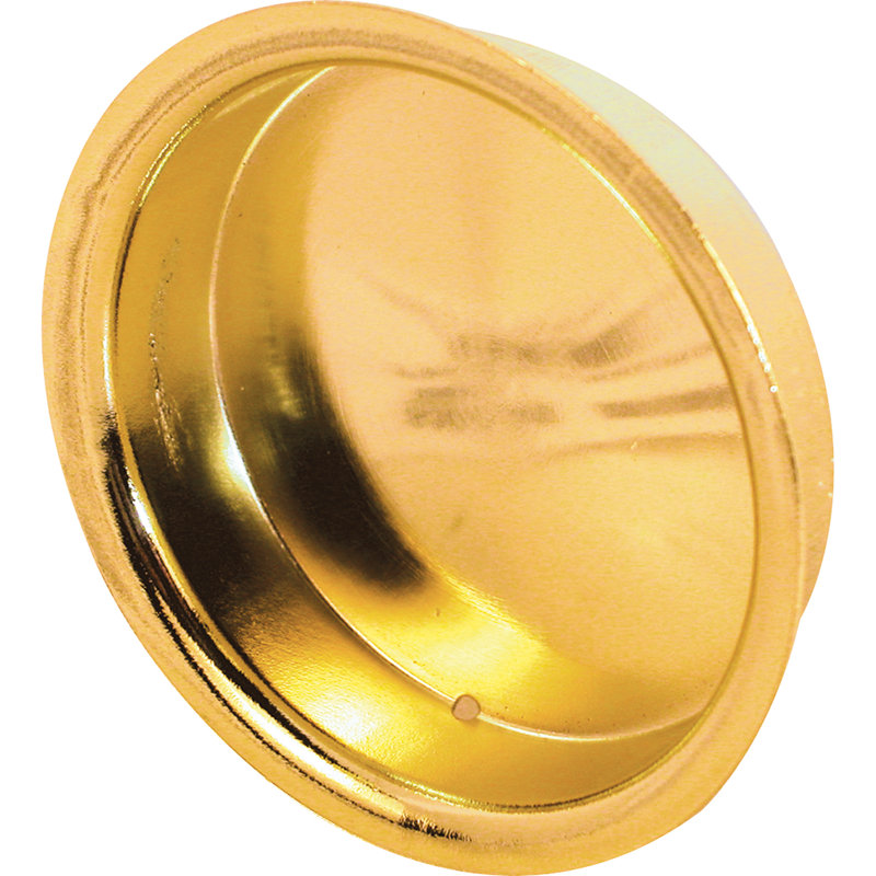 Prime-Line Round Plated Bypass Door Pull Handle (2 Pack), Brass, 0.31" H x 1.75" W x 1.75" D
