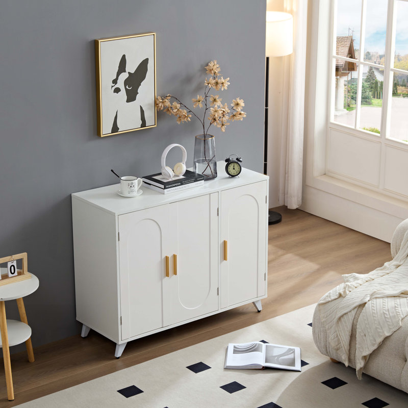 Console en bois avec 3 portes et tablettes amovibles