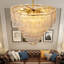 Lustre 11 lumières rondes en cristal givré moderne doré de 24,8 po de diamètre, réglable en hauteur