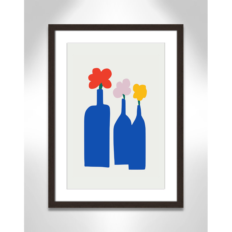 «Bold Blooms Trio Print» par Dean, Open Grain Walnut, L 17 po x H 23 po, Matted Print