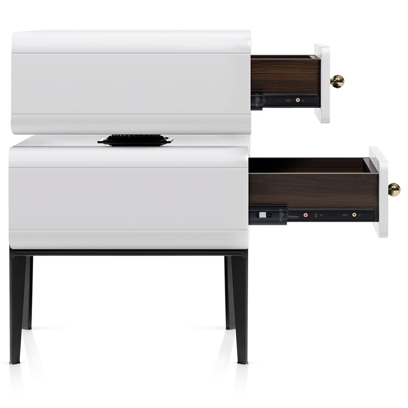 47.5cm W Metal Bedside Table, White
