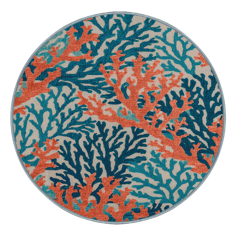  Tapis bord de mer lavable Coral Reef, Rond 4 pi