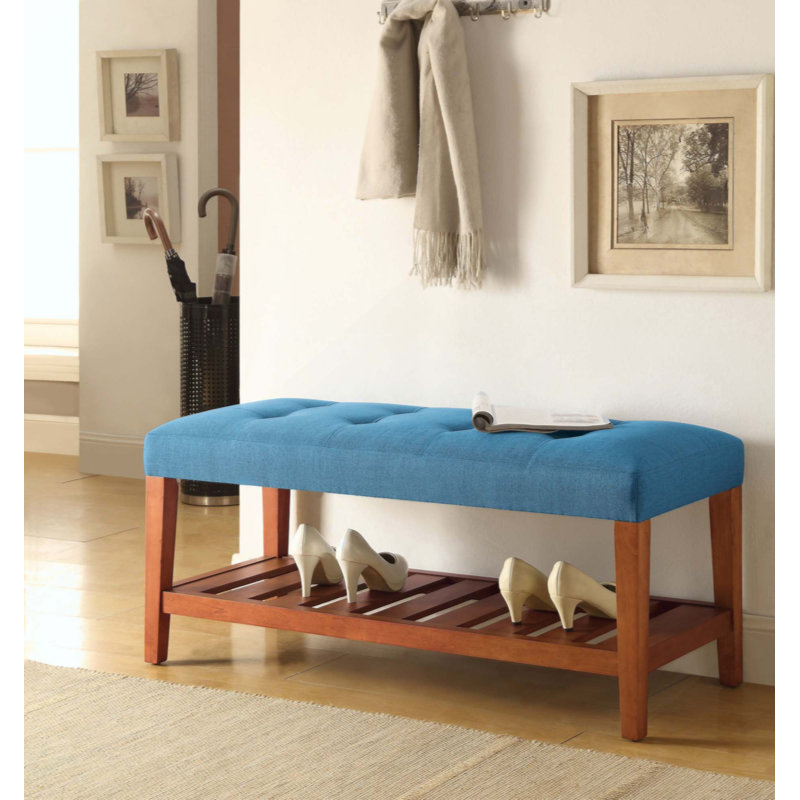 Banc rectangulaire avec rangement, pour des sièges modernes et confortables, Bleu clair