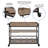 Netto Aged Lt Oak Wood Kitchen Bar Cart with Stemware Rack & Panel Border Bottom Shelf