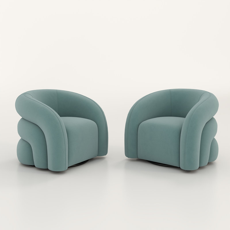 Fauteuil demi-tonneau pivotant de 34,6 po Briggette, Bleu