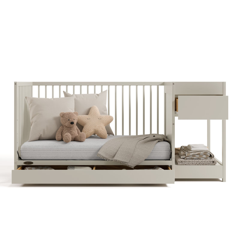 Lit de bébé convertible 5 en 1 avec tiroir Teddi, Crème