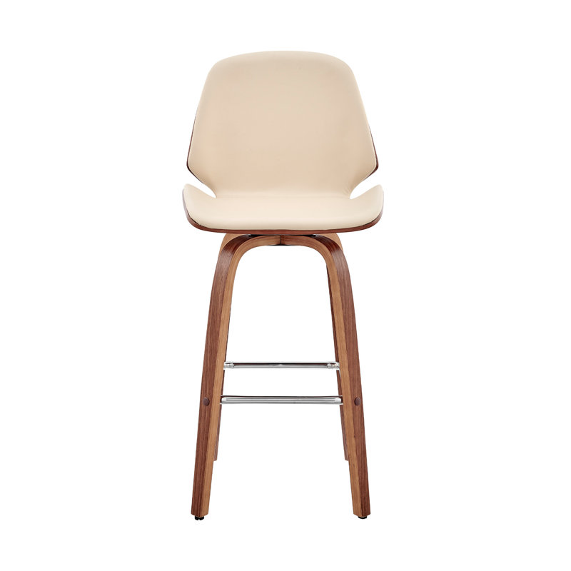 Tabouret de bar Altherr Mid-Century, Crème, Noyer