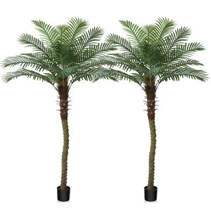 Adcock Artificial Palm Tree in Pot, Faux Green Palm Plant, Fake Tree ...