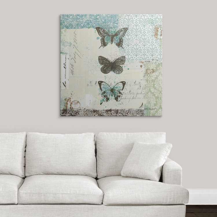 Napolitano, «Bees n Butterflies No. 2 Blue» par Katie pertiet, impression, H 35 po x l 35 po x P 1,5 po, Toile