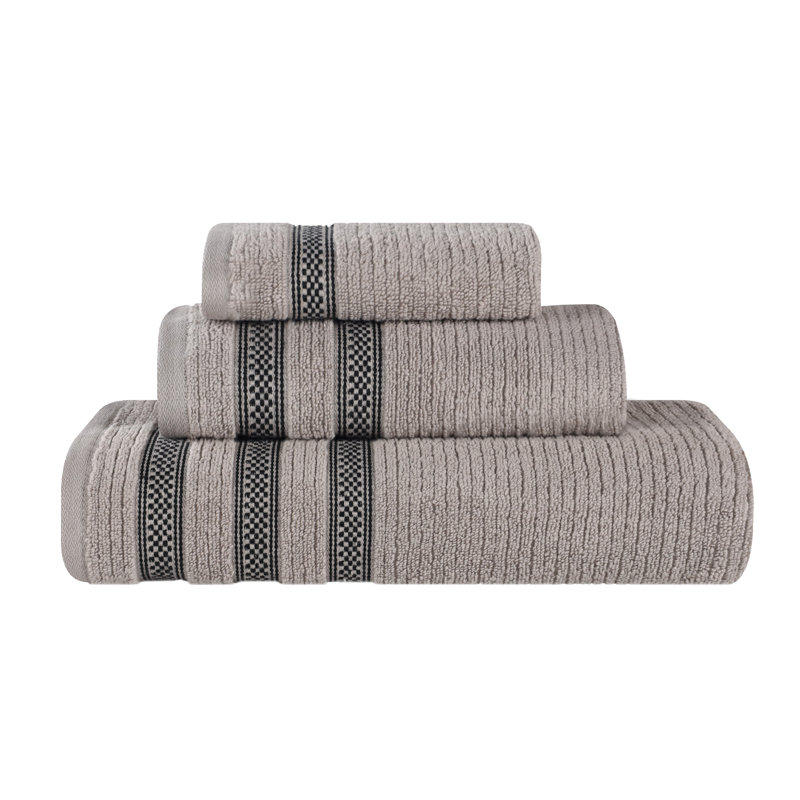 Ensemble de serviettes de bain 3 pièces Hershal, Gris
