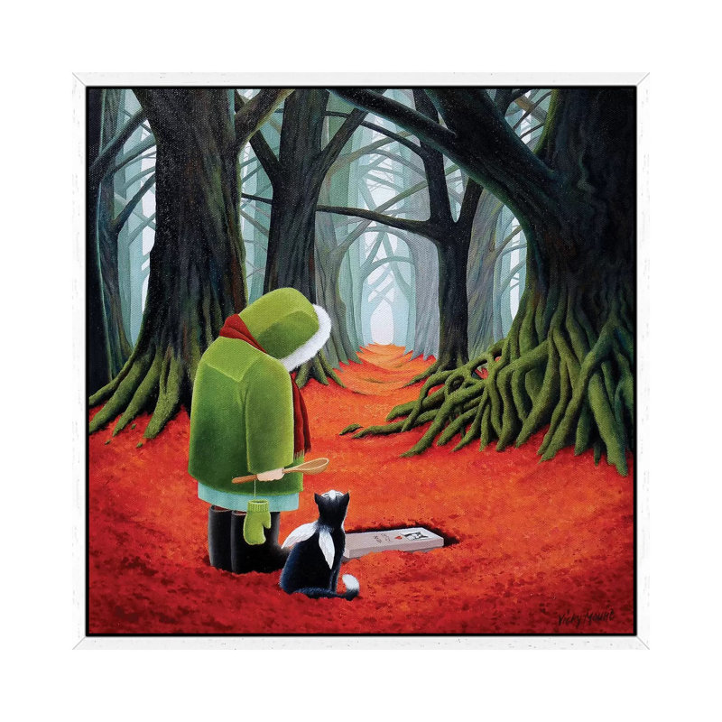 Cinnabar Path 1 Piece Painting on Canvas, 45.72 cm H x 45.72 cm W, White Framed