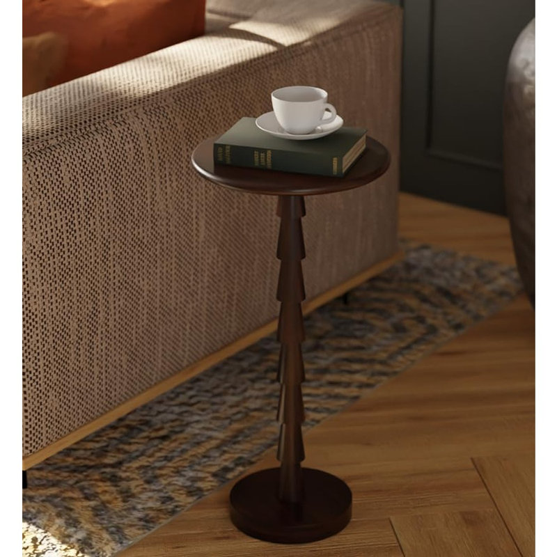 Sakala Solid Mango Wood Drink Table, 24" Modern Side/end Table