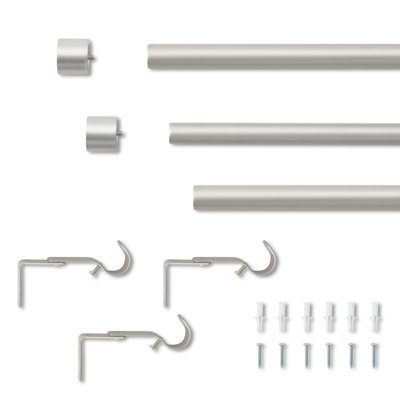 Eclipse Cap 1 Inch Diameter Curtain Rod, Adjustable Rod, 42-120 Inch Wide, Brushed Nickel