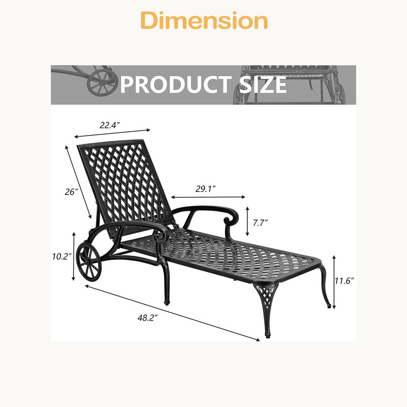 Chaise longue en aluminium coulé 1Pcs, Brun