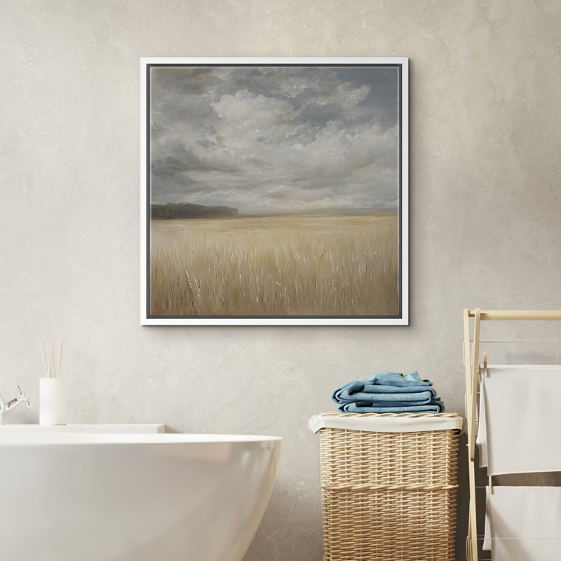 «Wheat Field», reproduction d'art sur toile encadrée, paysage de campagne tranquille, décor de ferme rustique, Blanc