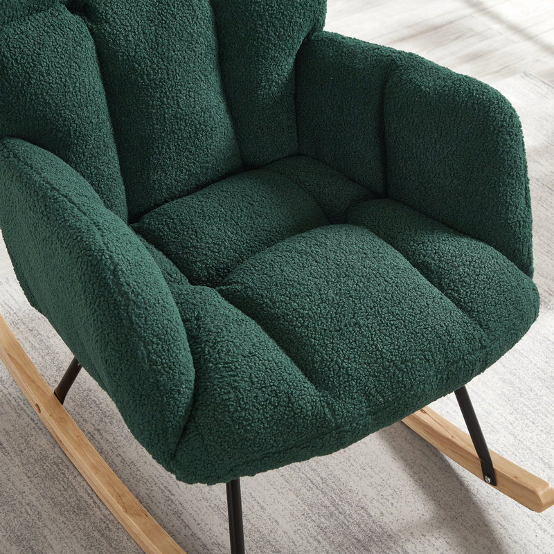 Chaise berçante en tissu Teddy, Vert
