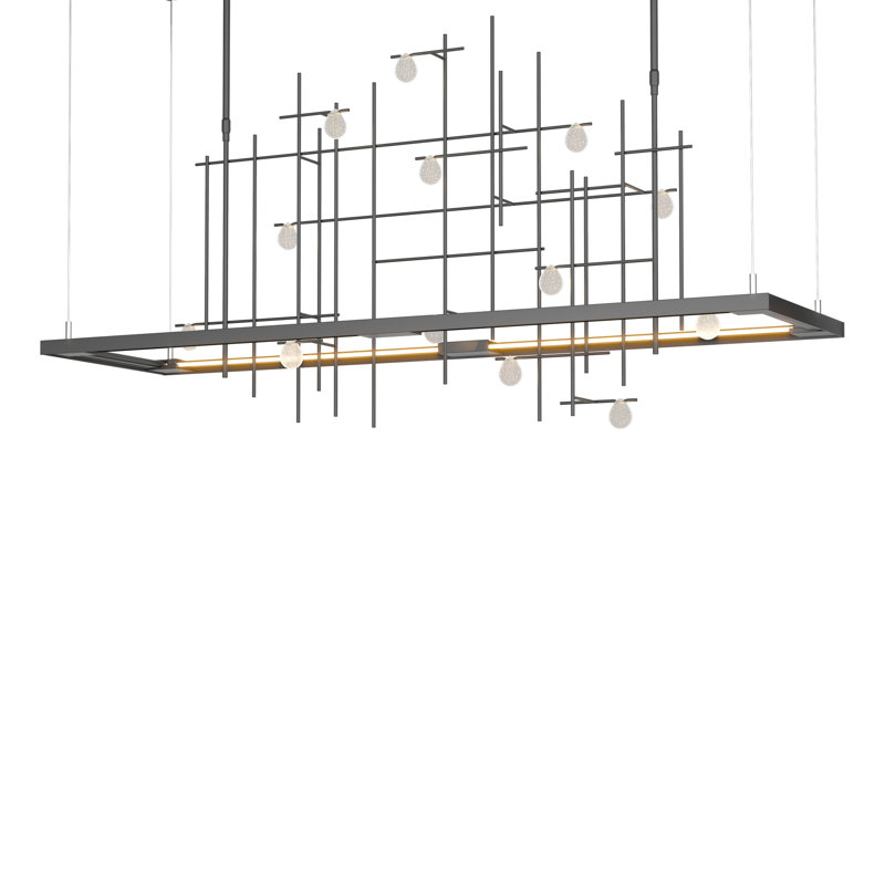 Four Seasons Spring Kitchen Island Linear LED Pendant, Long, Modern Brass