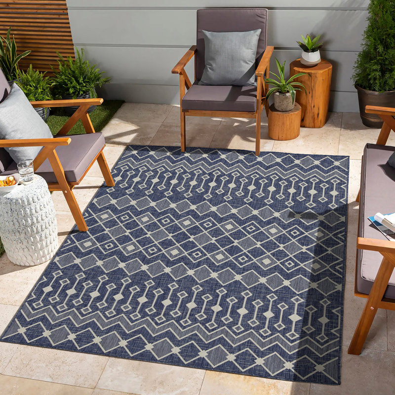 Tapis intérieur / extérieur Sunshine, Bleu, Rectangulaire 7 pi 10 po x 10 pi 3 po