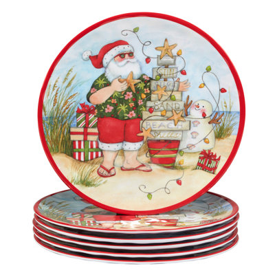 Ensemble de 6 assiettes en mélamine 11 "(450 grammes) Santa's Wish