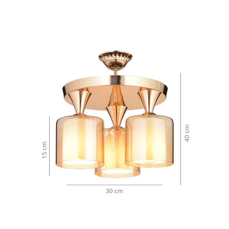 Plafonnier semi-encastré 3 lumières 11,02 po
