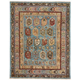 Charleigh-Shirvan Paisley Hand-Knotted Wool Amber Slate Blue Area Rug