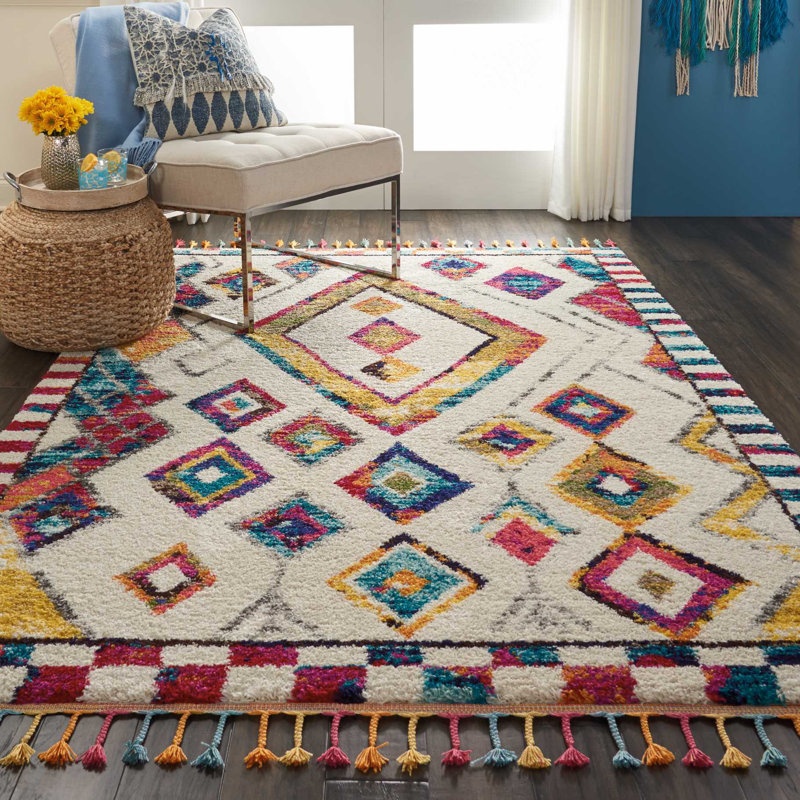 Tapis ivoire Lucina Tribal Bohemian, Rectangle 3 pi 11 po x 6 pi