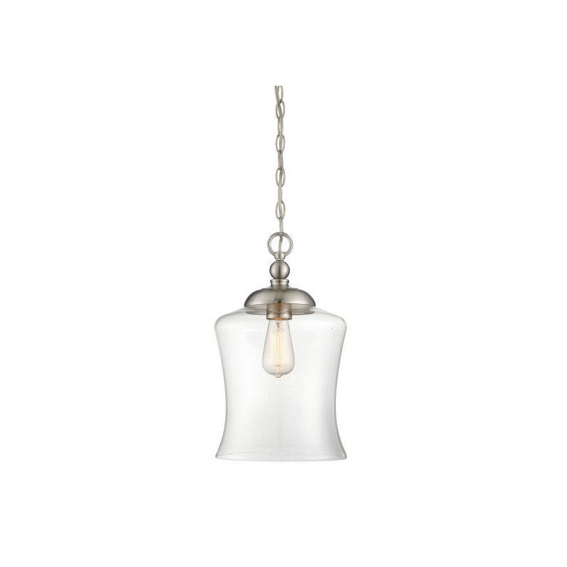 Mini-luminaire suspendu 1 lumière Meridian en nickel brossé, Nickel brossé