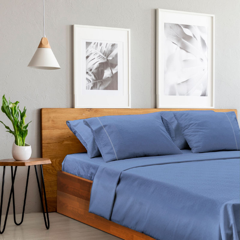 Luxclub 4 PC Oxford King Silky Soft Cooling Deep Pocket Performance Sheet Set, King Sheet Set with 2 Pillowcases, Oxford