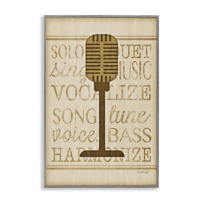 «Music Words & Microphone», estampe numérique, design par Jennifer Pugh, Estampe numérique Farmhouse, H 18 po x l 12 po