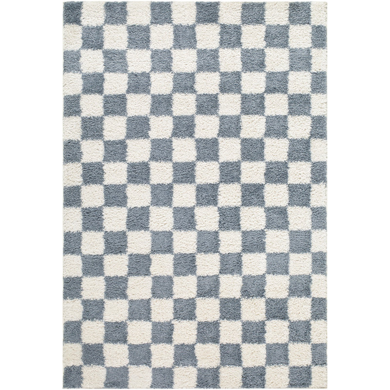  Tapis tissé à la machine Edaline, Rectangle 6 pi 7 po x 9 pi, Blanc / ivoire / gris