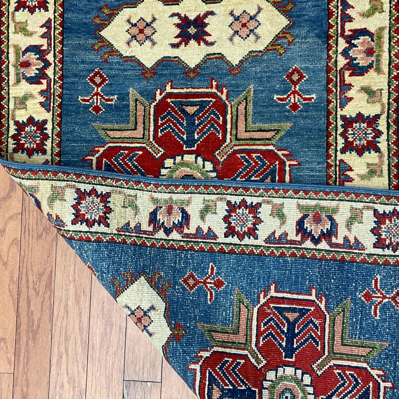 Chemin de table en laine Kazak, Tapis de couloir 2 pi 8 po x 9 pi 10 po
