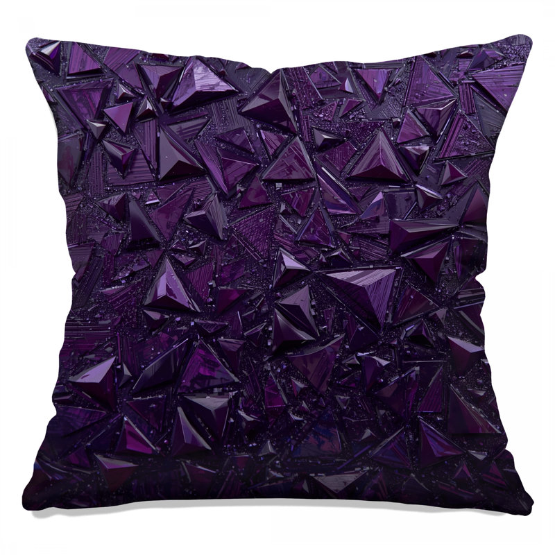 Coussins décoratifs mauves à triangles géométriques mauves, 16 po x 16 po