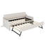 Lit de jour simple rembourré beige avec couchette réglable, port USB et structure solide