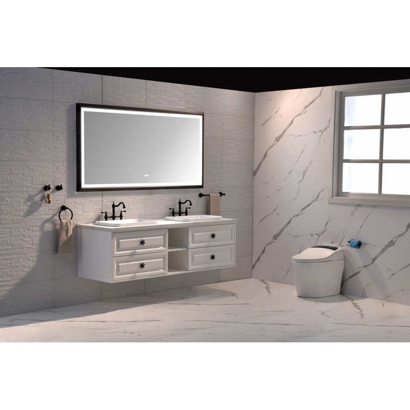 Miroir de salle de bain à DEL, cadre en aluminium, miroir de meuble-lavabo mural, 36 po x 72 po