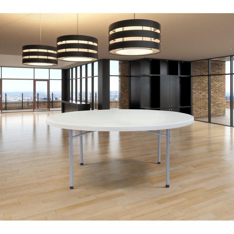 71'' Round Light Gray Polypropylene Folding Table