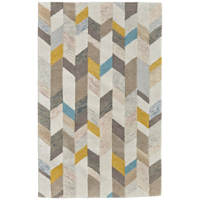 Binada Blue Gray Hand-Tufted Chevron Rug