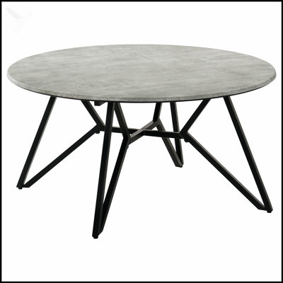 Travis Cement And Gunmetal Round Top Coffee Table With Industrial Charm And Modern Elegance, Perfect For Stylish Living Spaces.
