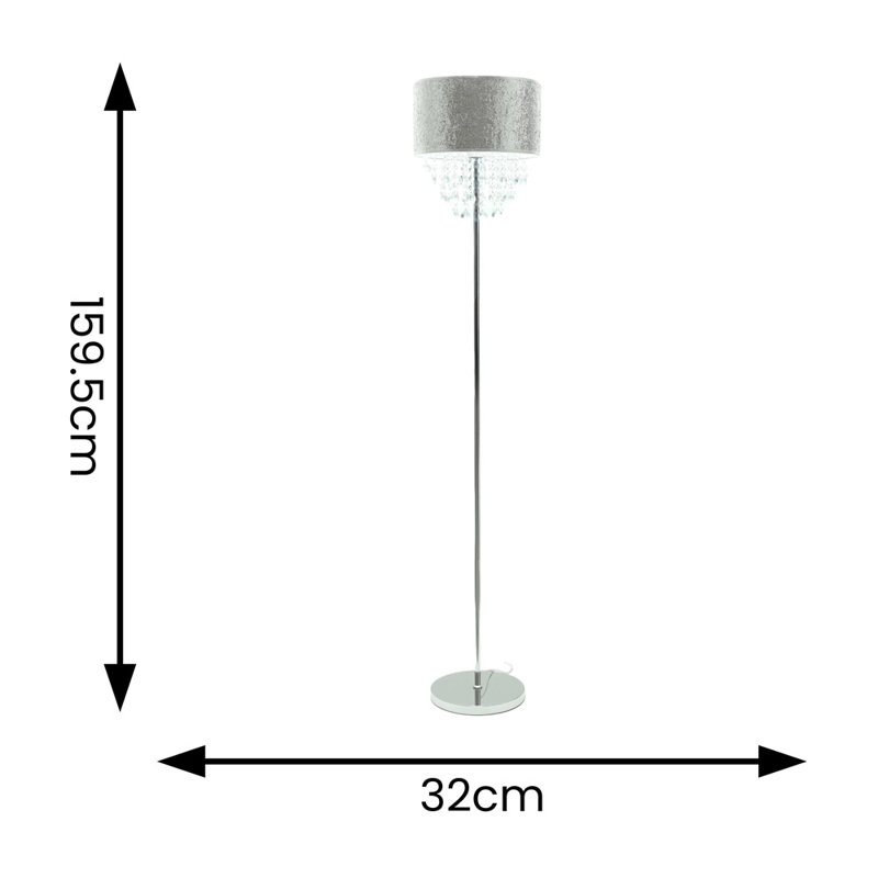 Sandridge 159.5cm Polished Traditional Floor Lamp, Without Bulb