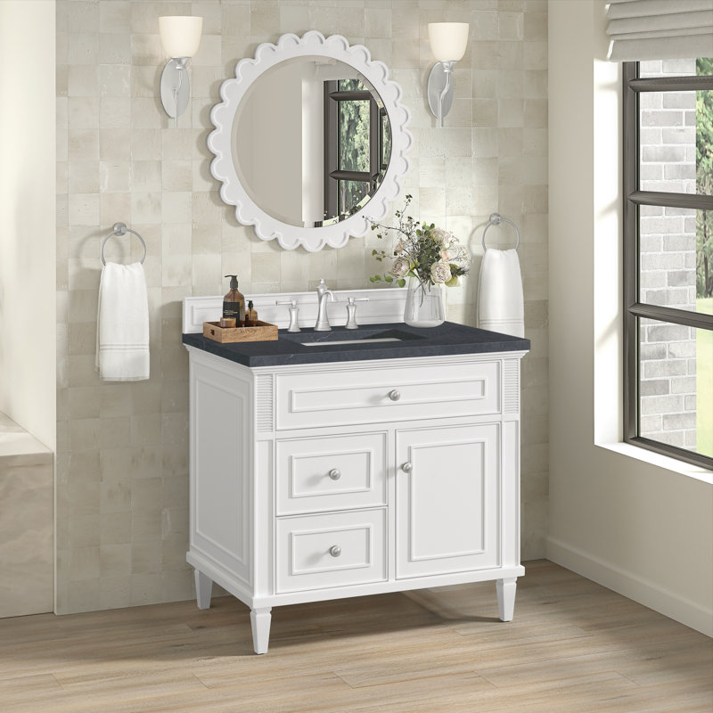 Lorelai 36'' W Single Vanity, Charcoal Soapstone, Bright White, 8" Widespread